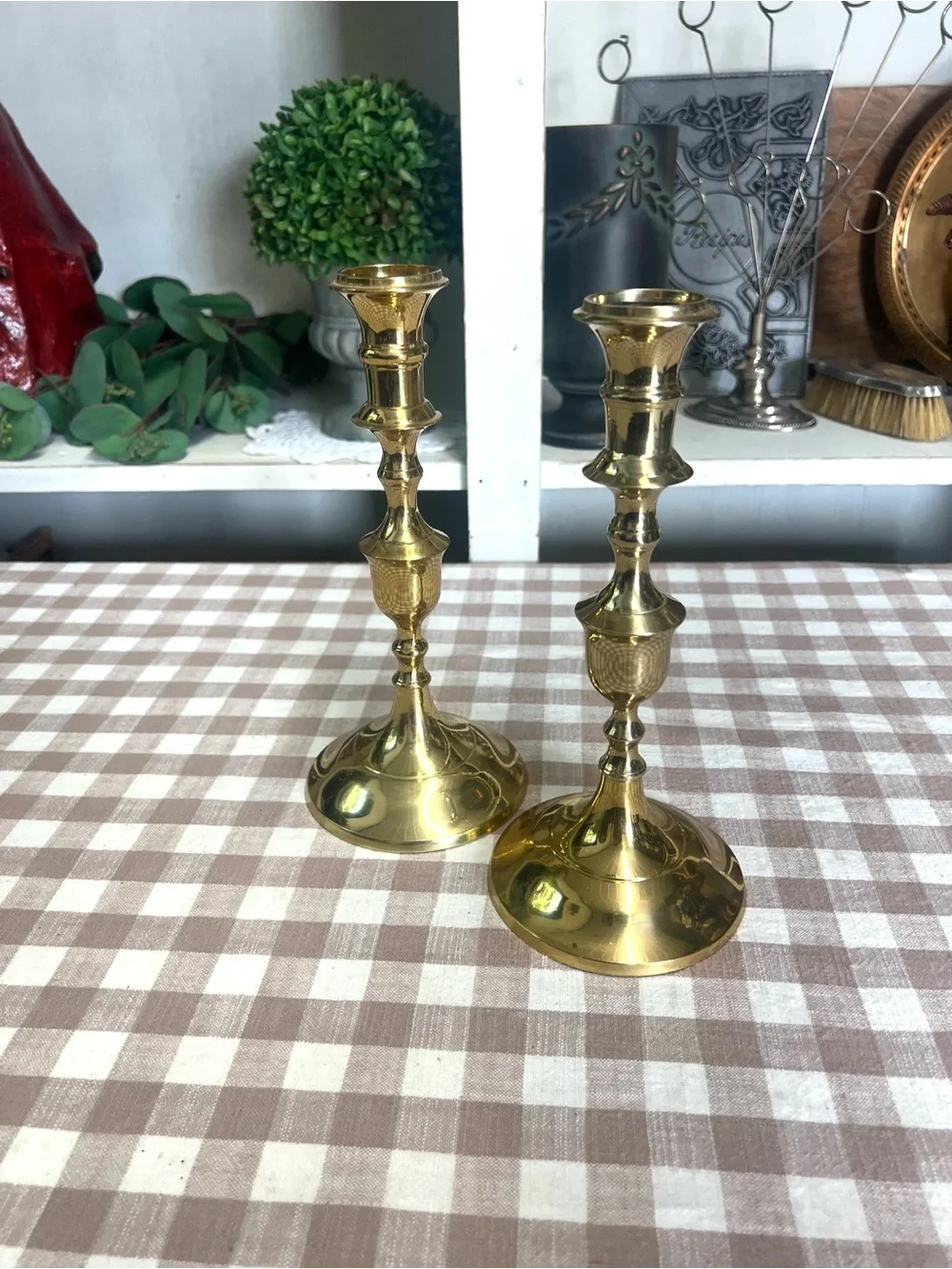 Vintage brass candlestick holders decor